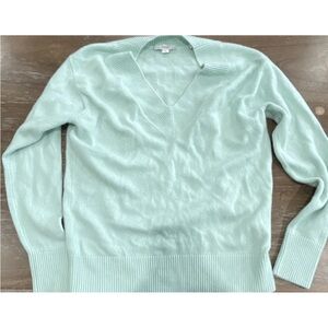 Vince Light Green/Blue V-Neck Sweater - Women - wool & cashmere